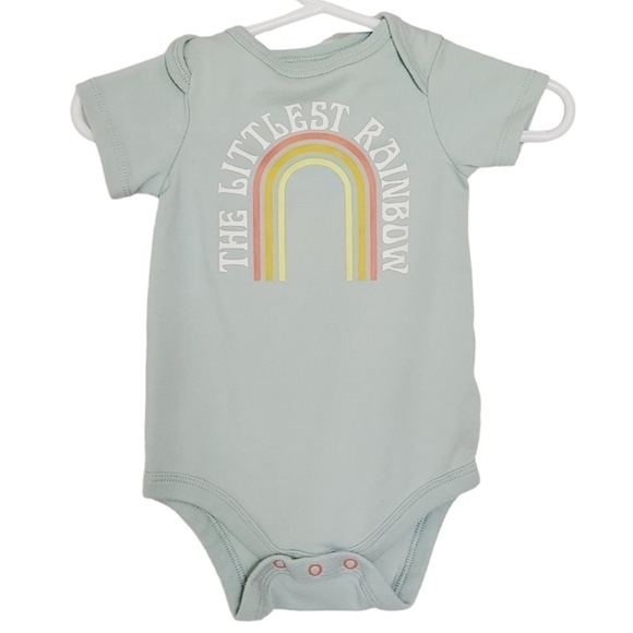 K1098 * Cat & Jack The Littlest Rainbow Onesie Pale Green Size 0/3M - Picture 1 of 7